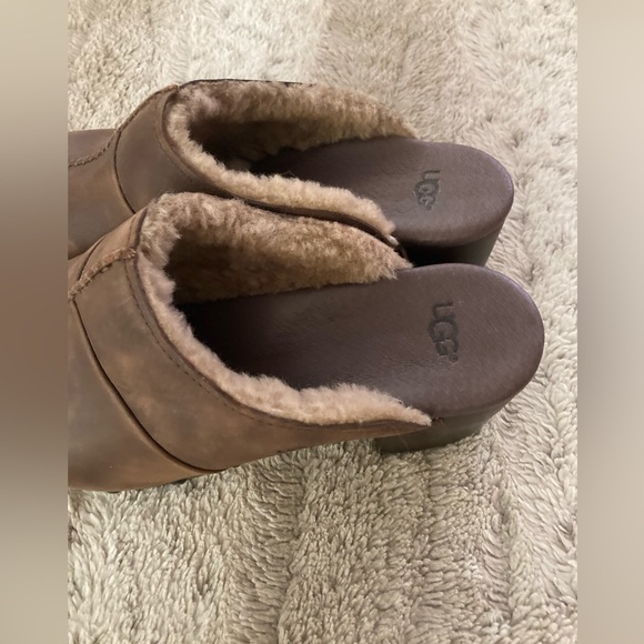 SOLD_Ugg Australia Kassi Suede Sheepskin Heeled Clogs_Size 9 - Picture 7 of 8